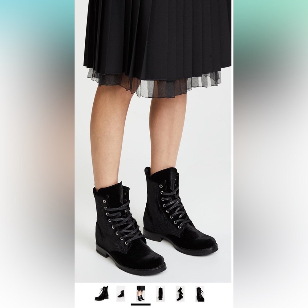 Frye Veronica Velvet Combat Boots